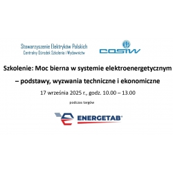 Szkolenie: Moc bierna w systemie elektroenergetycznym – podstawy,  wyzwania techniczne i ekonomiczne, 10.00 